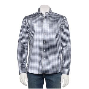 Sonoma Navy and White Gingham Adaptive Magnetic Button Down Shirt - Men's